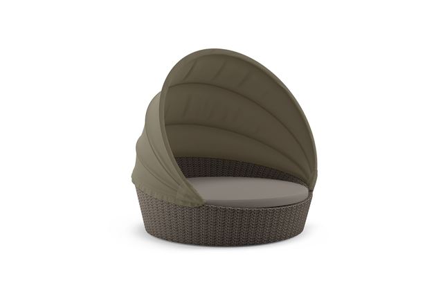 Orbit Loveseat in bronze with taupe canopy